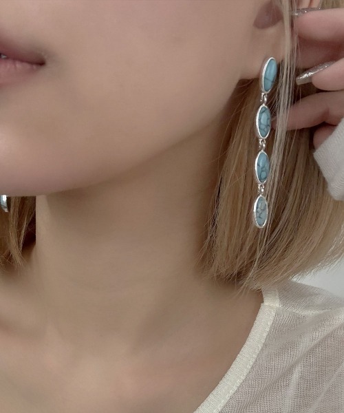 emouv by est(エモーヴバイエスト)の「マーブルチェーンピアス(ピアス(両耳用)・レディース・シルバー/ゴールド/ホワイト・FREE)」の3枚目の写真