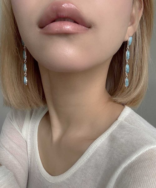 emouv by est(エモーヴバイエスト)の「マーブルチェーンピアス(ピアス(両耳用)・レディース・シルバー/ゴールド/ホワイト・FREE)」の4枚目の写真
