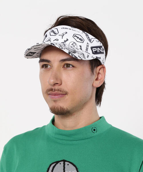 PING ゴルフウェア シャツ サンバイザー セット PING（ピン）の「【PING APPAREL】総柄プリントバイザー ＜NATIVE