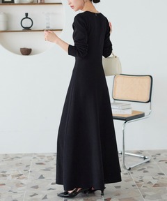 ハーリップトゥ　Troncais puff sleeve dress ブラック Troncais Puff Sleeve Dress