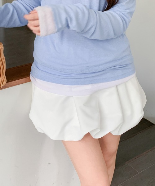 セール】ウエストゴム バルーンミニスカート ふんわりシルエット