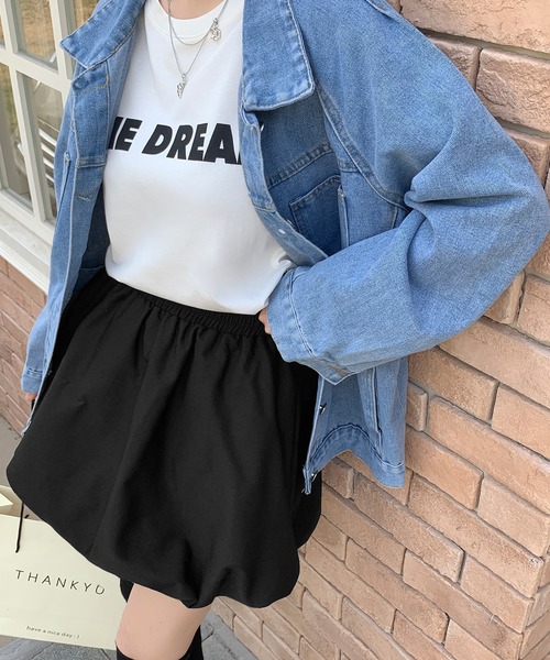 ウエストゴム バルーンミニスカート ふんわりシルエット 美脚
