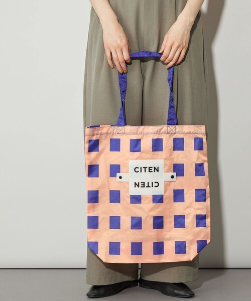 CITEN（シテン）の「＜CITEN＞くるくるパッチンジオメチェック（エコバッグ/サブバッグ・レディース・ライトグレー/ライトブルー/シャーベット・FREE）」の3枚目の写真
