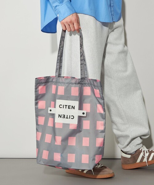 CITEN（シテン）の「＜CITEN＞くるくるパッチンジオメチェック（エコバッグ/サブバッグ・レディース・ライトグレー/ライトブルー/シャーベット・FREE）」の6枚目の写真