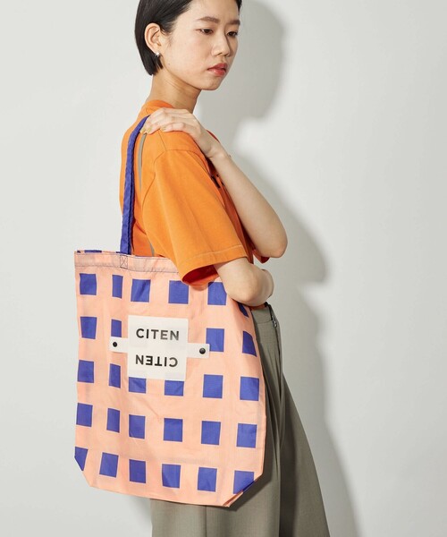 CITEN（シテン）の「＜CITEN＞くるくるパッチンジオメチェック（エコバッグ/サブバッグ・レディース・ライトグレー/ライトブルー/シャーベット・FREE）」の8枚目の写真
