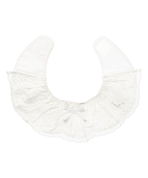 BRANSHES（ブランシェス）の「スカラップ刺繍スタイ（スタイ/よだれかけ・キッズ・オフホワイト/ラベンダー・FREE）」の3枚目の写真