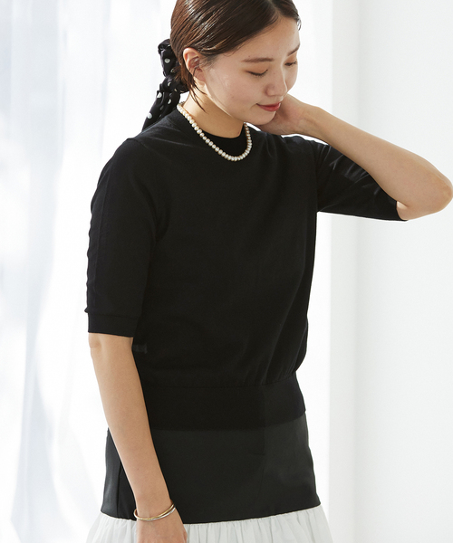 IENA（イエナ）の「《追加》PARIGI 半袖プルオーバー（ニット/セーター・レディース・ブラック/グリーン/ネイビー/ベージュ・FREE）」の17枚目の写真