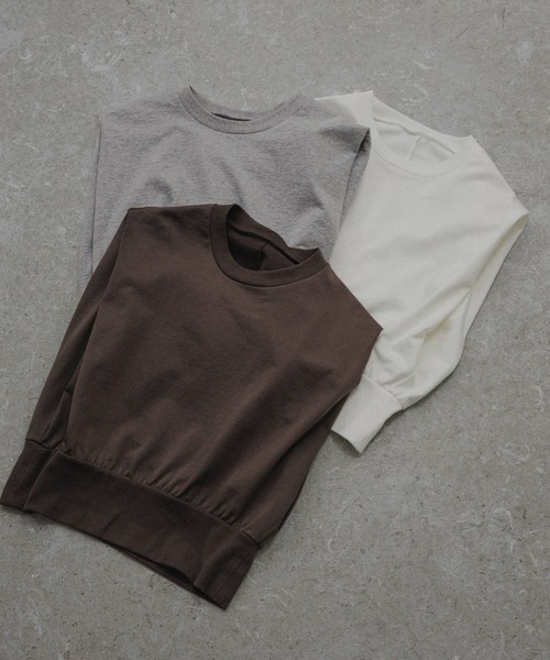 ADAM ET ROPE'(アダムエロペ)の「【EMOELLE】・【サステナブル】スリーブレスタックプルオーバー(Tシャツ/カットソー・レディース・グレー/ホワイト/ブラウン・FREE)」の18枚目の写真