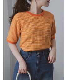 ehka sopo | 幾何柄半袖ニット(ニット/セーター)