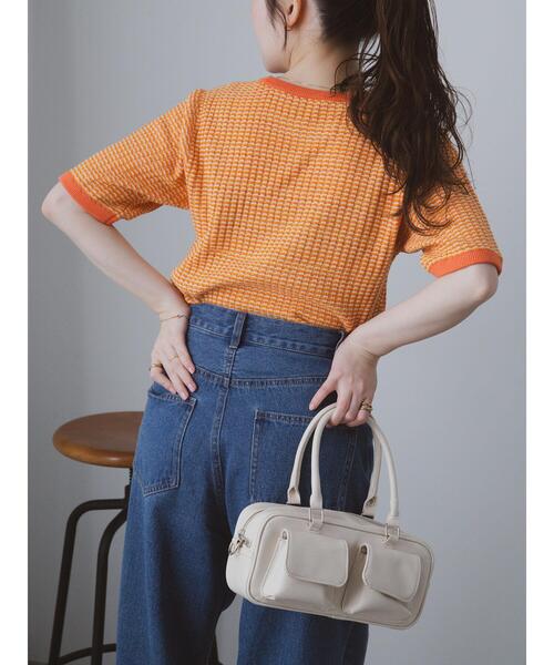 ehka sopo（エヘカソポ）の「幾何柄半袖ニット（ニット/セーター・レディース・オレンジ/サックスブルー/ブラック・F）」の16枚目の写真