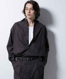 ✳️ナノ・ユニバース　ドレスシャツ　麻　　CANCLINI　グレー　44 最高シャツ／ワイシャツ／長袖／ノンアイロンジャージー