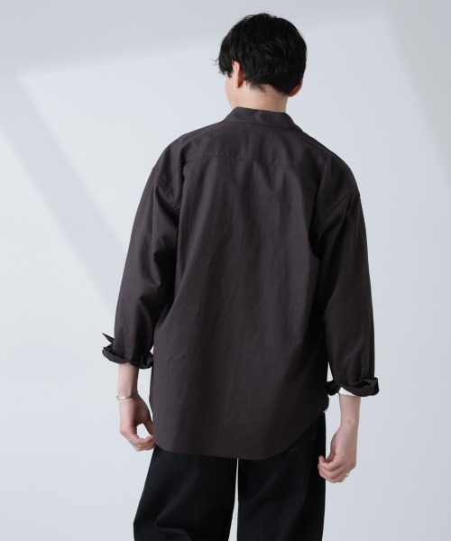 NANO universe（ナノユニバース）の「「BELGIUM LINEN FABRICS」リネンコットンレギュラーシャツ（シャツ/ブラウス・メンズ・ホワイト/ピンク/ライトブルー/ブラック・S/M/L）」の14枚目の写真