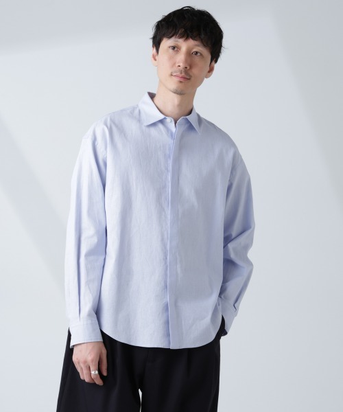 NANO universe（ナノユニバース）の「「BELGIUM LINEN FABRICS」リネンコットンレギュラーシャツ（シャツ/ブラウス・メンズ・ホワイト/ピンク/ライトブルー/ブラック・S/M/L）」の19枚目の写真