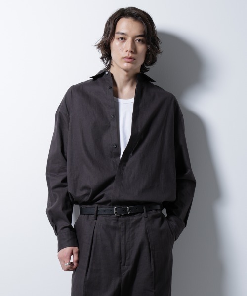 セール】「BELGIUM LINEN FABRICS」リネンコットンレギュラーシャツ 