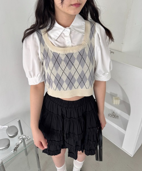 Loueme(ルエム)の「アーガイルベストドッキングシャツブラウス(シャツ/ブラウス・レディース・アイボリー/ブラック/ピンク・FREE)」の2枚目の写真