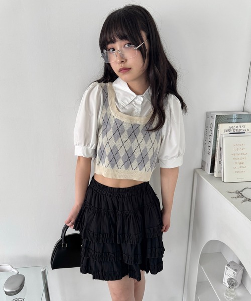 Loueme(ルエム)の「アーガイルベストドッキングシャツブラウス(シャツ/ブラウス・レディース・アイボリー/ブラック/ピンク・FREE)」の7枚目の写真