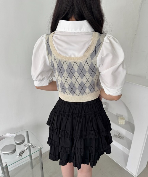 Loueme(ルエム)の「アーガイルベストドッキングシャツブラウス(シャツ/ブラウス・レディース・アイボリー/ブラック/ピンク・FREE)」の5枚目の写真