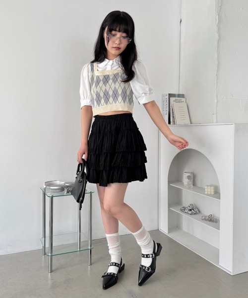 Loueme(ルエム)の「アーガイルベストドッキングシャツブラウス(シャツ/ブラウス・レディース・アイボリー/ブラック/ピンク・FREE)」の9枚目の写真