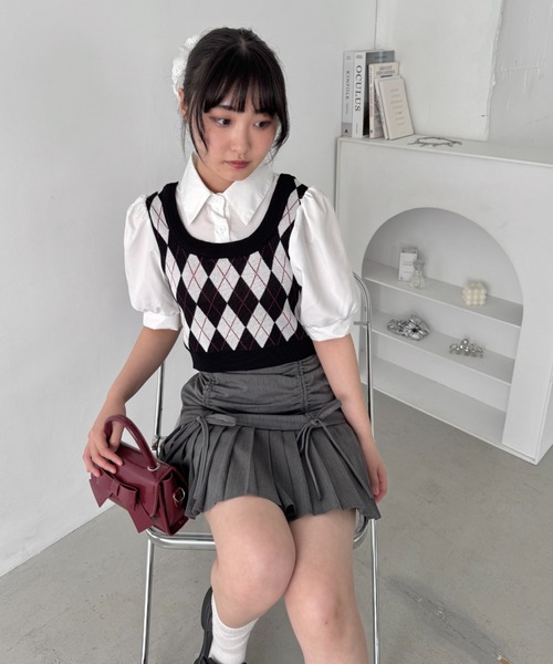 Loueme(ルエム)の「アーガイルベストドッキングシャツブラウス(シャツ/ブラウス・レディース・アイボリー/ブラック/ピンク・FREE)」の13枚目の写真