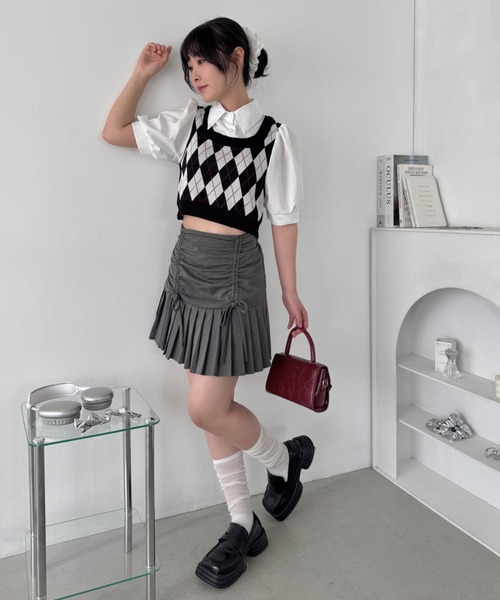 Loueme(ルエム)の「アーガイルベストドッキングシャツブラウス(シャツ/ブラウス・レディース・アイボリー/ブラック/ピンク・FREE)」の15枚目の写真