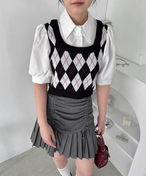 Loueme(ルエム)の「アーガイルベストドッキングシャツブラウス(シャツ/ブラウス・レディース・アイボリー/ブラック/ピンク・FREE)」の10枚目の写真