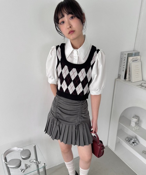 Loueme(ルエム)の「アーガイルベストドッキングシャツブラウス(シャツ/ブラウス・レディース・アイボリー/ブラック/ピンク・FREE)」の11枚目の写真