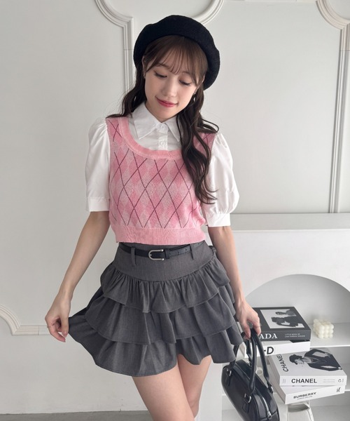 Loueme(ルエム)の「アーガイルベストドッキングシャツブラウス(シャツ/ブラウス・レディース・アイボリー/ブラック/ピンク・FREE)」の18枚目の写真