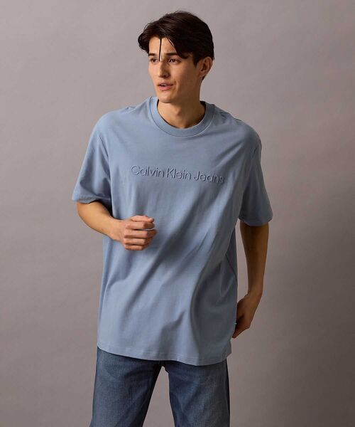 /カルバンクライン ロゴレギュラーTシャツ ユニセックス】インスティテューショナル エンボスロゴ