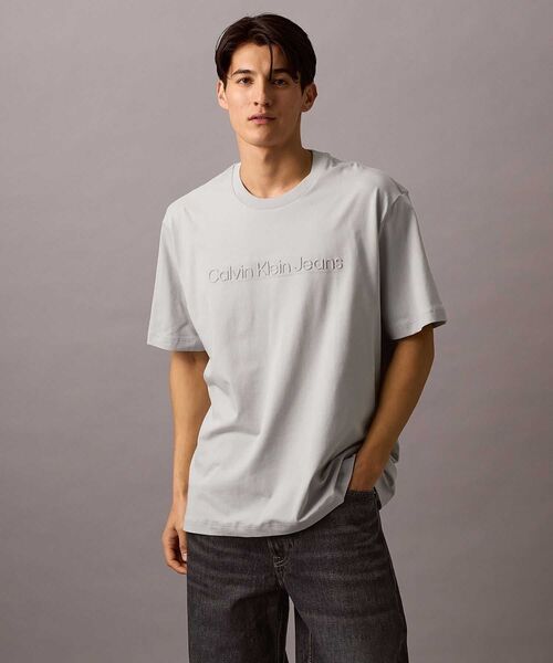  /カルバンクライン ロゴレギュラーTシャツ ユニセックス】インスティテューショナル エンボスロゴ