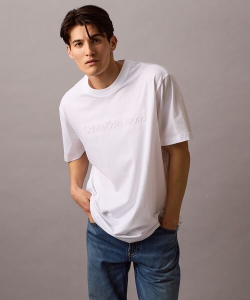  /カルバンクライン ロゴレギュラーTシャツ ユニセックス】インスティテューショナル エンボスロゴ
