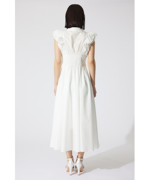 rienda（リエンダ）の「レースアップフリルワンピース 半袖 夏服（ワンピース・レディース・ホワイト/ネイビー/ベージュ・SMALL/MEDIUM）」の14枚目の写真