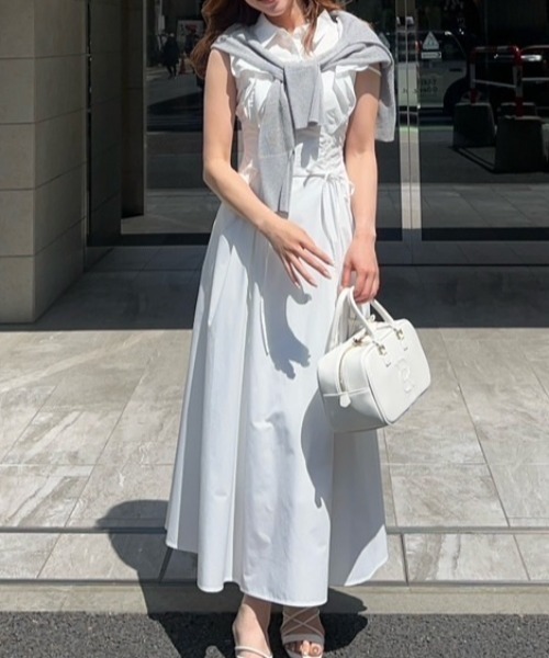 セール】レースアップフリルワンピース 半袖 夏服（ワンピース