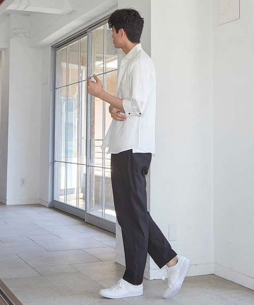 UNION STATION(ユニオンステーション)の「タックストライプローン7分袖シャツ(シャツ/ブラウス・メンズ・ブラック/パープル/ホワイト/レンガ・LL/M/L)」の8枚目の写真