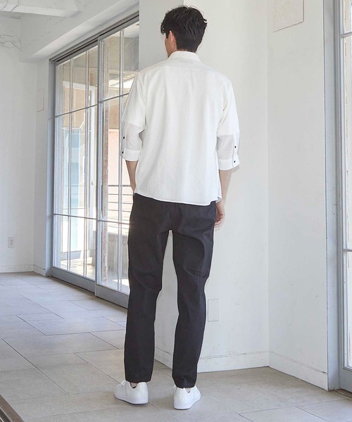 UNION STATION(ユニオンステーション)の「タックストライプローン7分袖シャツ(シャツ/ブラウス・メンズ・ブラック/パープル/ホワイト/レンガ・LL/M/L)」の9枚目の写真