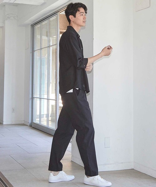 UNION STATION(ユニオンステーション)の「タックストライプローン7分袖シャツ(シャツ/ブラウス・メンズ・ブラック/パープル/ホワイト/レンガ・LL/M/L)」の13枚目の写真