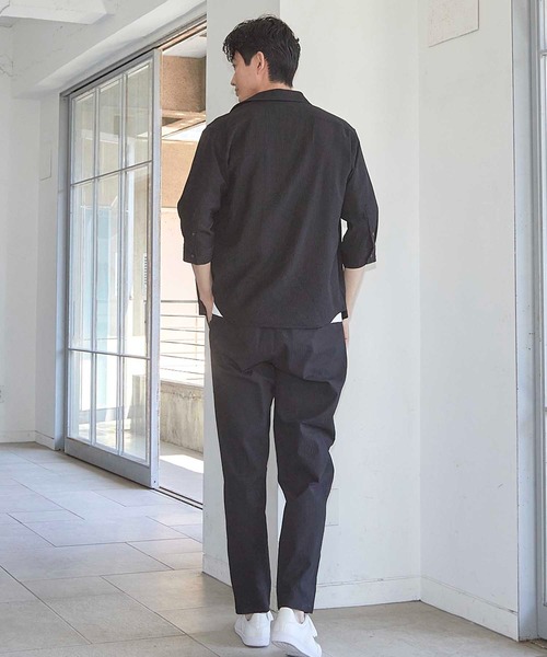 UNION STATION(ユニオンステーション)の「タックストライプローン7分袖シャツ(シャツ/ブラウス・メンズ・ブラック/パープル/ホワイト/レンガ・LL/M/L)」の14枚目の写真