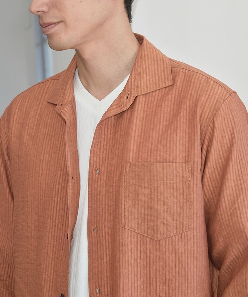 UNION STATION(ユニオンステーション)の「タックストライプローン7分袖シャツ(シャツ/ブラウス・メンズ・ブラック/パープル/ホワイト/レンガ・LL/M/L)」の21枚目の写真