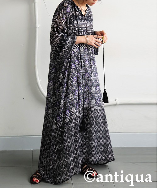 antiqua（アンティカ）の「ドビープリントワンピース（ワンピース・レディース・ブルー系その他/ブラックミックス・ONESIZE）」の4枚目の写真