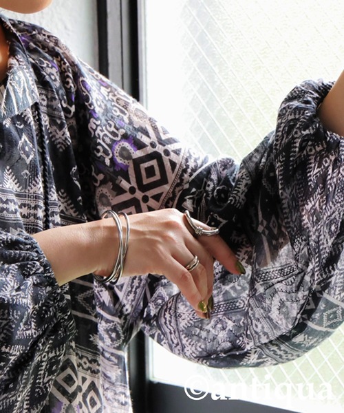 antiqua（アンティカ）の「ドビープリントワンピース（ワンピース・レディース・ブルー系その他/ブラックミックス・ONESIZE）」の6枚目の写真
