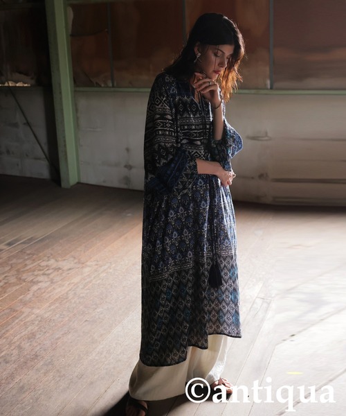 antiqua（アンティカ）の「ドビープリントワンピース（ワンピース・レディース・ブルー系その他/ブラックミックス・ONESIZE）」の11枚目の写真