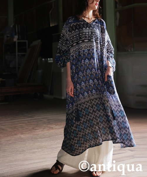 antiqua（アンティカ）の「ドビープリントワンピース（ワンピース・レディース・ブルー系その他/ブラックミックス・ONESIZE）」の12枚目の写真