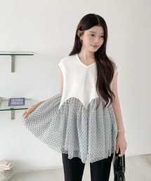 3段シアーペプラムTシャツ