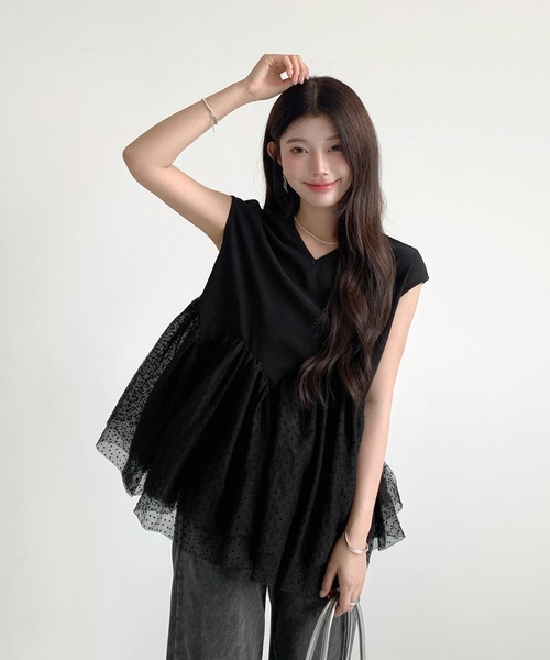 美品★PEPLUM TEE ペプラム Tシャツ カットソー BLACK 36 美品☆PEPLUM TEE ペプラム Tシャツ カットソー BLACK 36 レディース