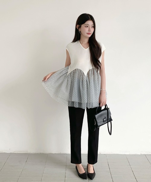 美品★PEPLUM TEE ペプラム Tシャツ カットソー BLACK 36 OMOCHI PEPLUM T-SHIRT / Black ペプラムベルト付きTシャツ