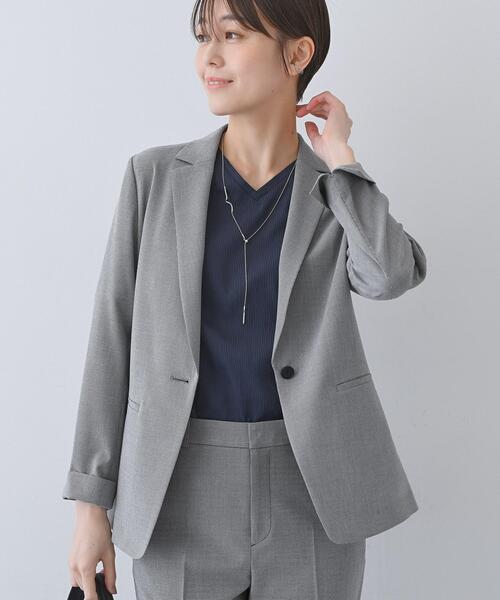 INDIVI ジャケット2点（紺/サイズ40）・（白/サイズ38） 春SALE！【日本製／トリアセテート混】スタイルアップ ノー