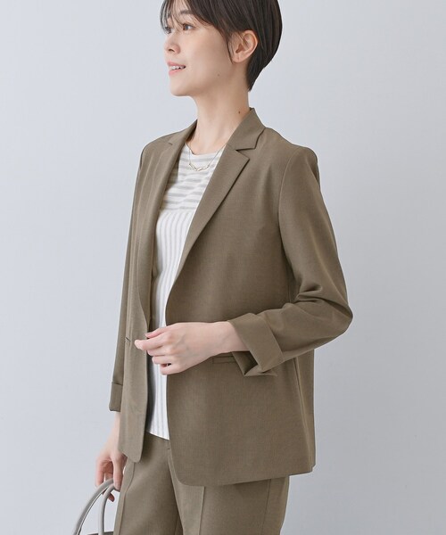 INDIVI（インディヴィ）の「【洗える／夏スーツ】ミニ千鳥柄テーラードカラージャケット（テーラードジャケット・レディース・ブラック系3/ブラウン系4/ブラウン系6/ブラック・03/05/13/15 /36/38/40）」の14枚目の写真