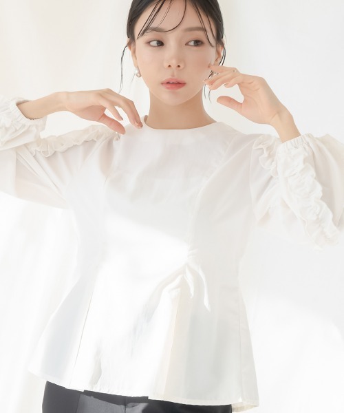 Petitjo(プッチージョ)の「小さいサイズ フリルスリーブブラウス 低身長さん・小柄女性(シャツ/ブラウス・レディース・オフホワイト/ブラック・PSS/PM/PL/PS)」の4枚目の写真