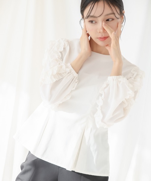 Petitjo(プッチージョ)の「小さいサイズ フリルスリーブブラウス 低身長さん・小柄女性(シャツ/ブラウス・レディース・オフホワイト/ブラック・PSS/PM/PL/PS)」の6枚目の写真