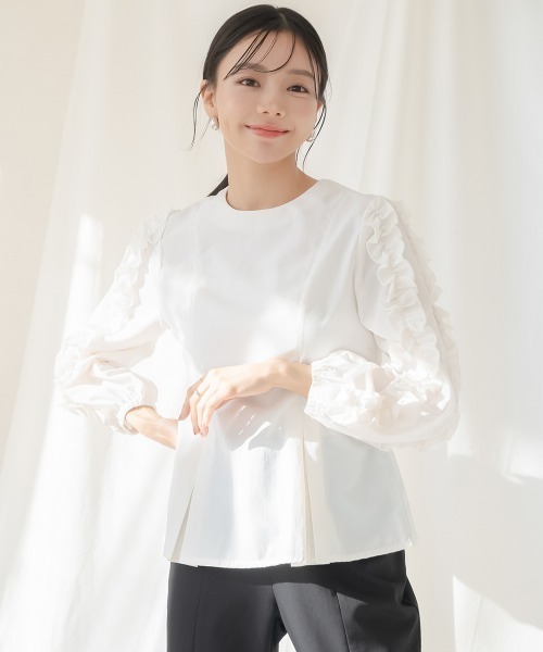 Petitjo(プッチージョ)の「小さいサイズ フリルスリーブブラウス 低身長さん・小柄女性(シャツ/ブラウス・レディース・オフホワイト/ブラック・PSS/PM/PL/PS)」の10枚目の写真