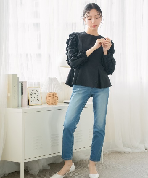Petitjo(プッチージョ)の「小さいサイズ フリルスリーブブラウス 低身長さん・小柄女性(シャツ/ブラウス・レディース・オフホワイト/ブラック・PSS/PM/PL/PS)」の20枚目の写真